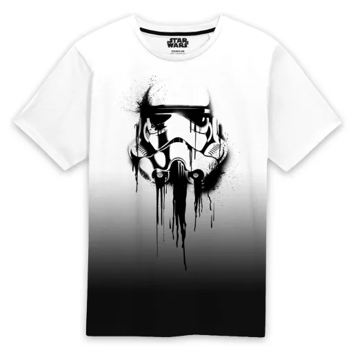 Camisola de Manga Curta Star Wars Stormrooper Ink Branco Preto Unissexo