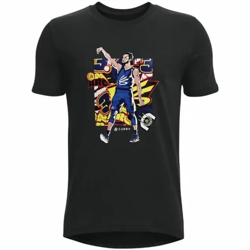 Camisola de Manga Curta Infantil Under Armour Curry Preto