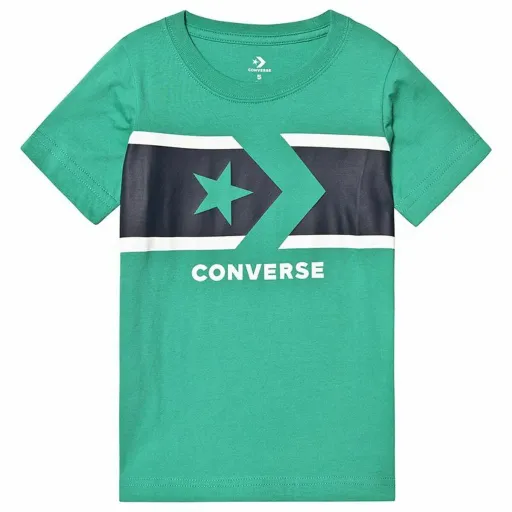 Camisola de Manga Curta Infantil Converse Stripe Star Chevron  Verde