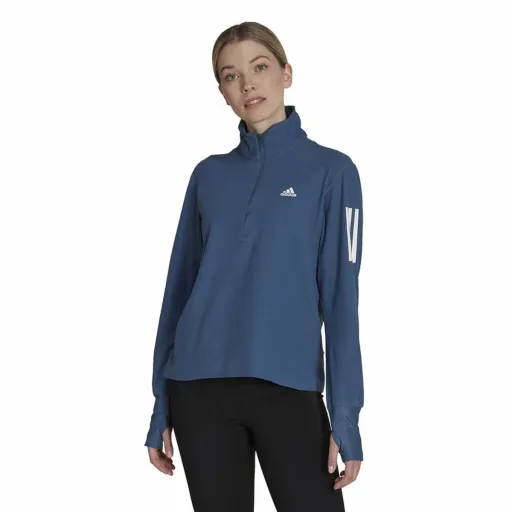 Camisola de Manga Comprida de Mulher Adidas Own The Run 1/2 Zip Anil