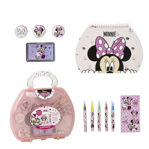 Set de Papelaria Minnie Mouse Cor de Rosa 11 Peças