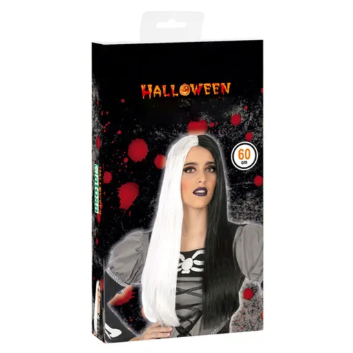 Peruca para Halloween Preto Branco