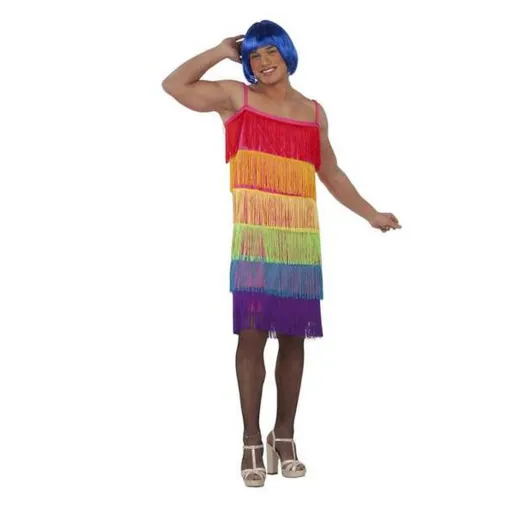 Fantasia para Adultos My Other Me Rainbow  Multicolor Vestido Com Franja Tamanho 54