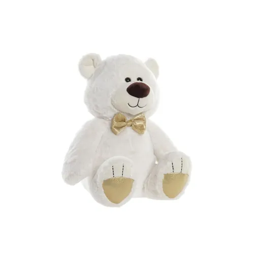 Urso de Peluche DKD Home Decor Laço Branco Dourado Metal Infantil Urso 30 x 40 cm 25 x 25 x 30 cm