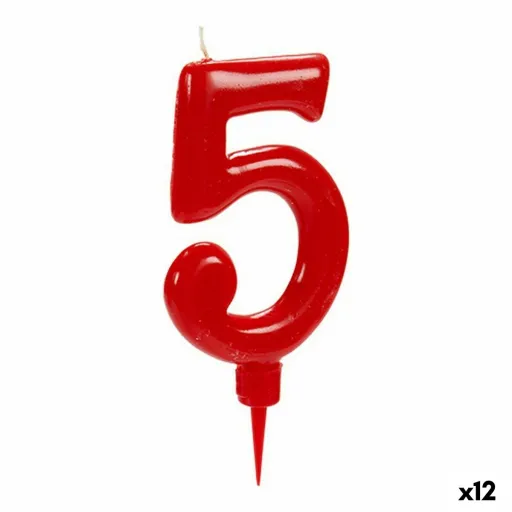 Vela Aniversário Número 5 Vermelho (12 Unidades)