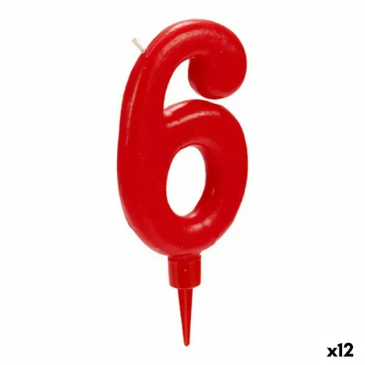 Vela Aniversário Número 6 Vermelho (12 Unidades)