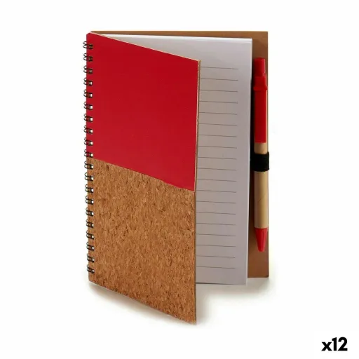 Caderno de Argolas com Caneta Madeira 12,5 x 18 cm (12 Unidades)