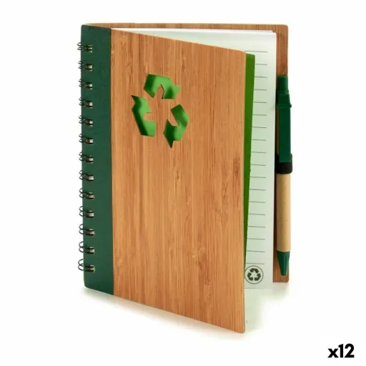 Caderno de Argolas com Caneta Bambu 1 x 18 x 14 cm (12 Unidades)