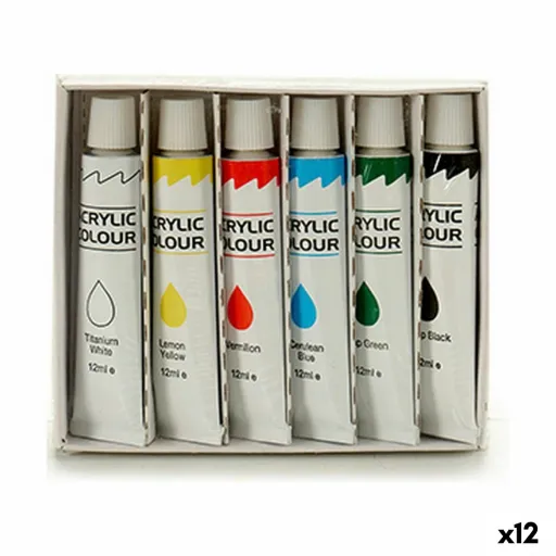 Conjunto de Pintura Multicolor Tinta Acrílica 12 ml (12 Unidades)