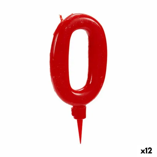 Vela Aniversário Vermelho Número 0 (12 Unidades)