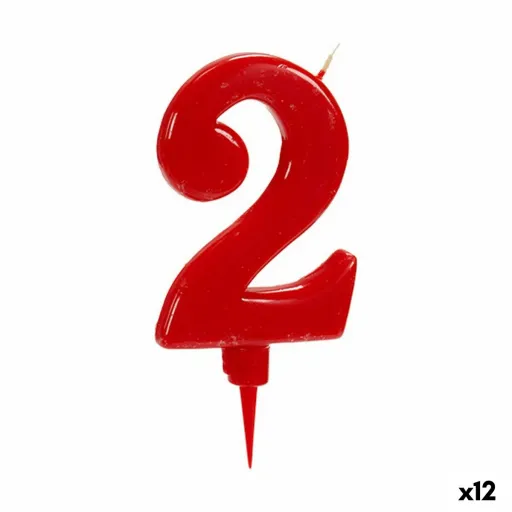 Vela Aniversário Vermelho Número 2 (12 Unidades)