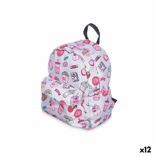 Mochila Escolar Arco-Íris Multicolor 28 x 12 x 22 cm (12 Unidades)