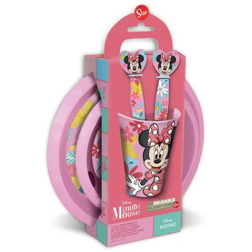 Conjunto de Louça Infantil Minnie Mouse CZ11312 Cor de Rosa 5 Peças