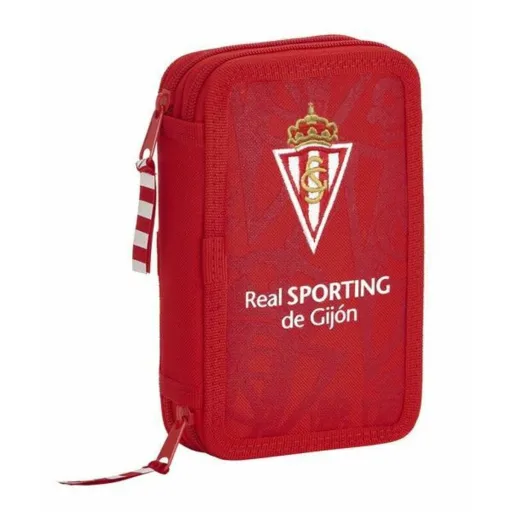 Estojo Duplo Real Sporting de Gijón Vermelho 12.5 x 19.5 x 4 cm (28 Peças)