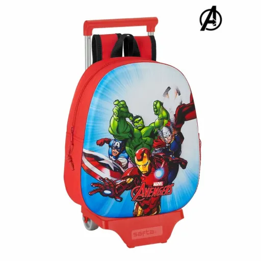 Mochila Escolar 3D com Rodas 705 The Avengers Vermelho