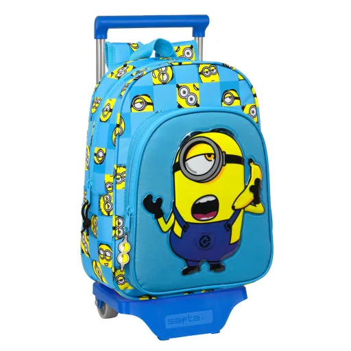 Mochila Escolar com Rodas Minions Minionstatic Azul (26 x 34 x 11 cm)