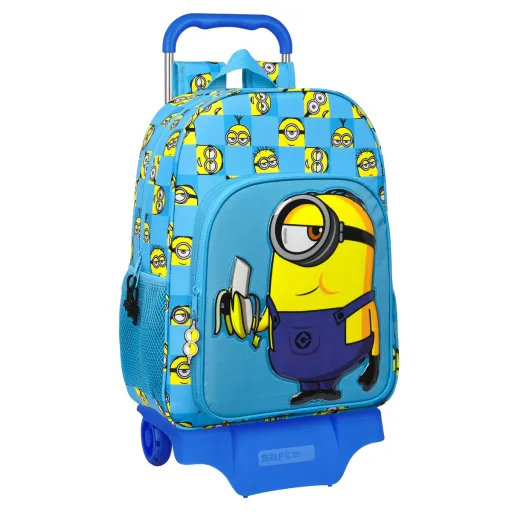 Mochila Escolar com Rodas Minions Minionstatic Azul (33 x 42 x 14 cm)