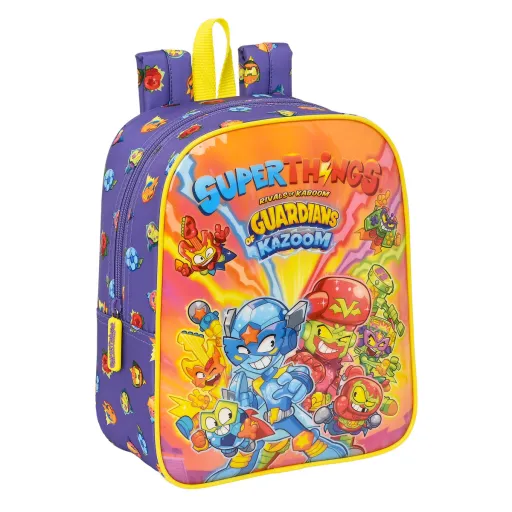 Mochila Escolar SuperThings Guardians of Kazoom Amarelo Roxo 22 x 27 x 10 cm