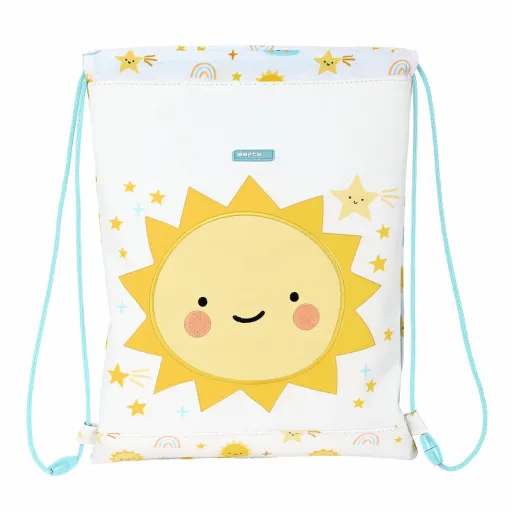 Saco Mochila com Cordas Safta Solete Amarelo Branco 26 x 34 x 1 cm