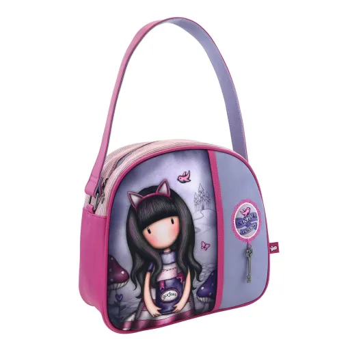 Bolso de Mão Gorjuss Cheshire Cat Roxo (30 x 28,5 x 11,5 cm)