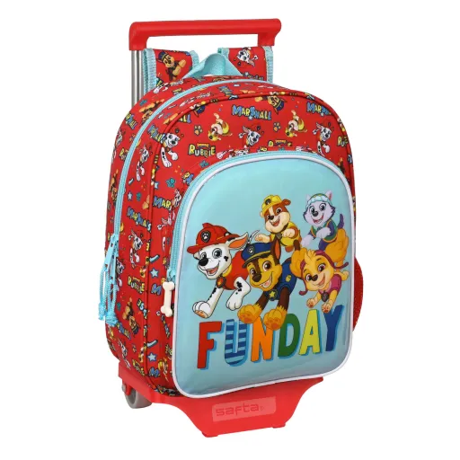 Mochila Escolar com Rodas The Paw Patrol Funday Azul Vermelho 26 x 34 x 11 cm