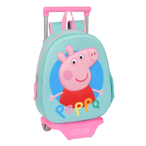 Mochila Escolar com Rodas Peppa Pig Turquesa (27 x 32 x 10 cm)