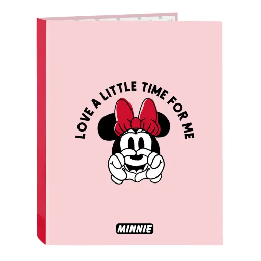 Pasta com Argolas Minnie Mouse Me Time Cor de Rosa A4 (26.5 x 33 x 4 cm)