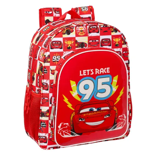 Mochila Escolar Cars Let's Race Vermelho Branco (32 x 38 x 12 cm)