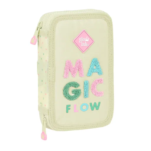 Estojo Escolar com Acessórios Glow Lab Magic Flow Bege 12.5 x 19.5 x 4 cm (28 Peças)