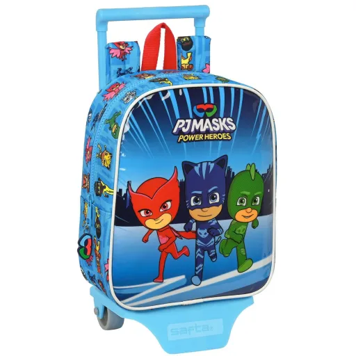 Mochila Escolar com Rodas PJ Masks Azul 22 x 27 x 10 cm