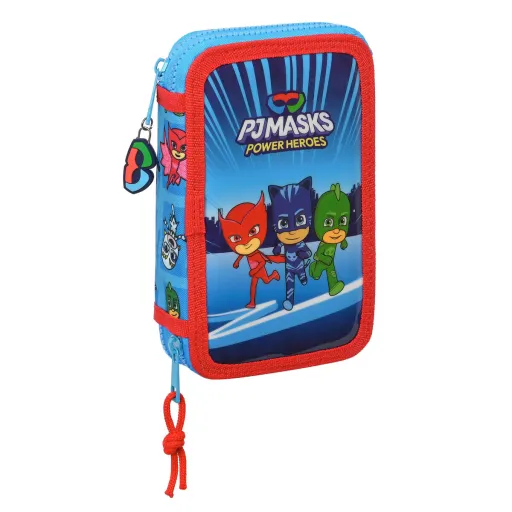 Estojo Duplo PJ Masks Azul 12.5 x 19.5 x 4 cm (28 Peças)