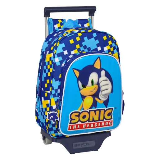 Mochila Escolar com Rodas Sonic Speed 26 x 34 x 11 cm Azul