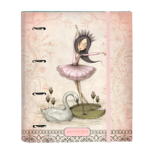 Pasta com Argolas Santoro Swan Lake Cinzento Cor de Rosa 27 x 32 x 3.5 cm