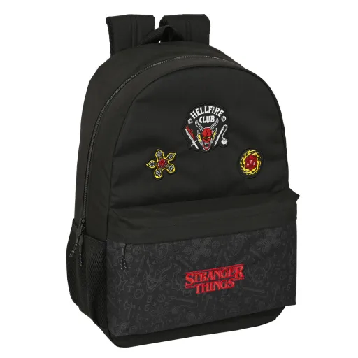 Mochila Escolar Stranger Things Preto 30 x 46 x 14 cm