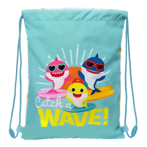 Saco Mochila com Cordas Baby Shark Surfing Azul Branco 26 x 34 x 1 cm