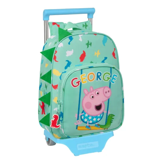 Mochila Escolar com Rodas Peppa Pig George Menta 26 x 34 x 11 cm