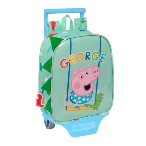 Mochila Escolar com Rodas Peppa Pig Verde 22 x 27 x 10 cm