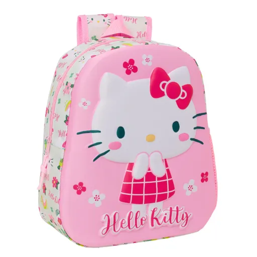 Mochila Infantil 3D Hello Kitty Verde Cor de Rosa 27 x 33 x 10 cm