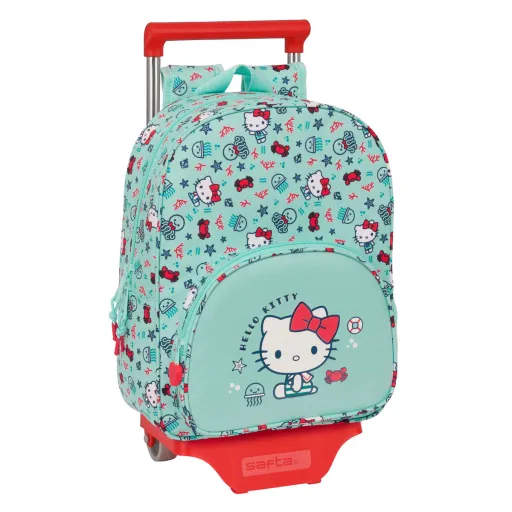 Mochila Escolar com Rodas Hello Kitty Sea Lovers Turquesa 26 x 34 x 11 cm