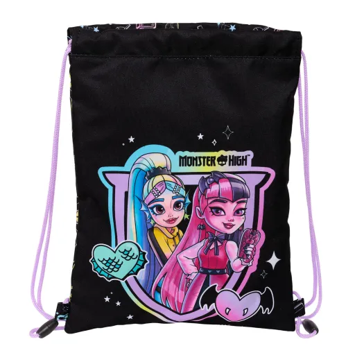 Saco Mochila com Cordas Monster High Preto 26 x 34 x 1 cm