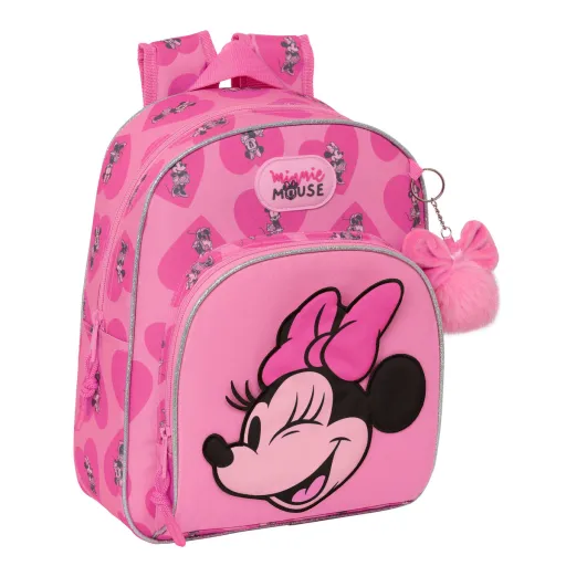 Mochila Escolar Minnie Mouse Loving Cor de Rosa 28 x 34 x 10 cm