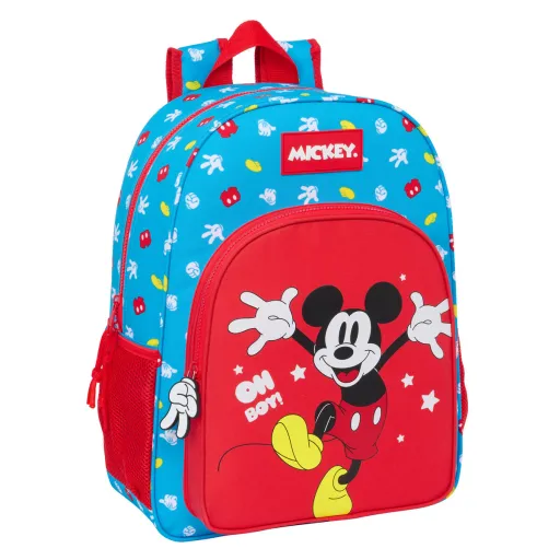 Mochila Escolar Mickey Mouse Clubhouse Fantastic Azul Vermelho 33 x 42 x 14 cm