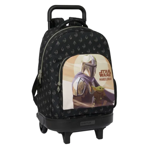 Mochila Escolar com Rodas The Mandalorian This is The Way Preto 33 X 45 X 22 cm