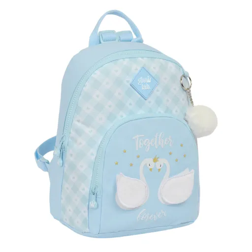 Mochila Glow Lab Cisnes Mini Azul Claro 25 x 30 x 13 cm