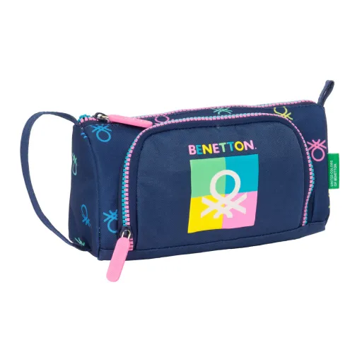 Estojo Escolar com Acessórios Benetton Cool Azul Marinho 20 x 11 x 8.5 cm (32 Peças)