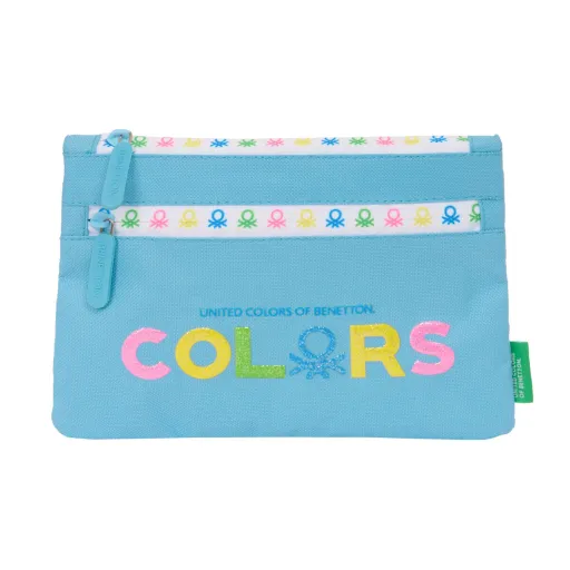 Bolsa Escolar Benetton Spring Azul Celeste 23 x 16 x 3 cm