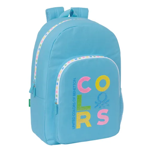 Mochila Escolar Benetton Spring Celeste 30 x 46 x 14 cm