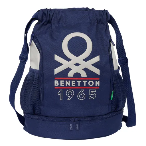 Mochila Saco Infantil Benetton Varsity Cinzento Azul Marinho 35 x 40 x 1 cm