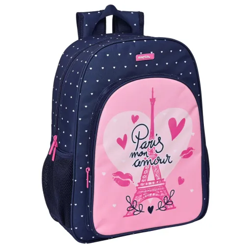 Mochila Escolar Safta Paris Cor de Rosa Azul Marinho 33 x 42 x 14 cm