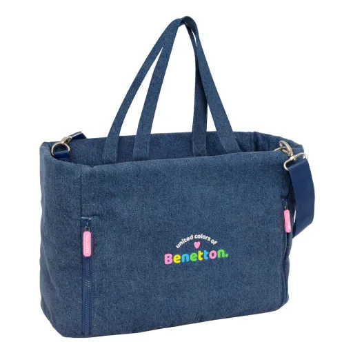 Bolsa Benetton Denim Azul 40 x 31 x 17 cm